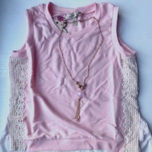 Girls Pink Sleeveless Sweater w/ Dec Details
